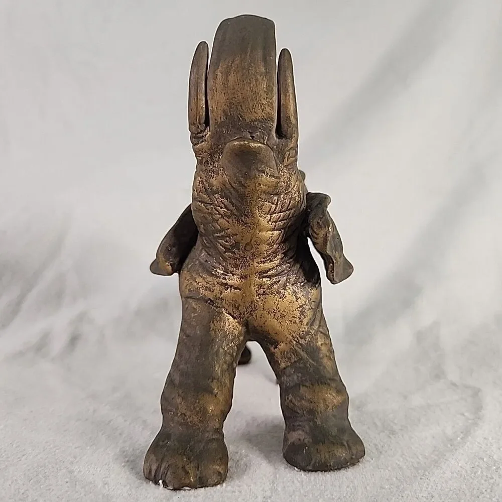 Statue Elephant Brass Figurine Hollow Ceramic World Trunk Up 5.5